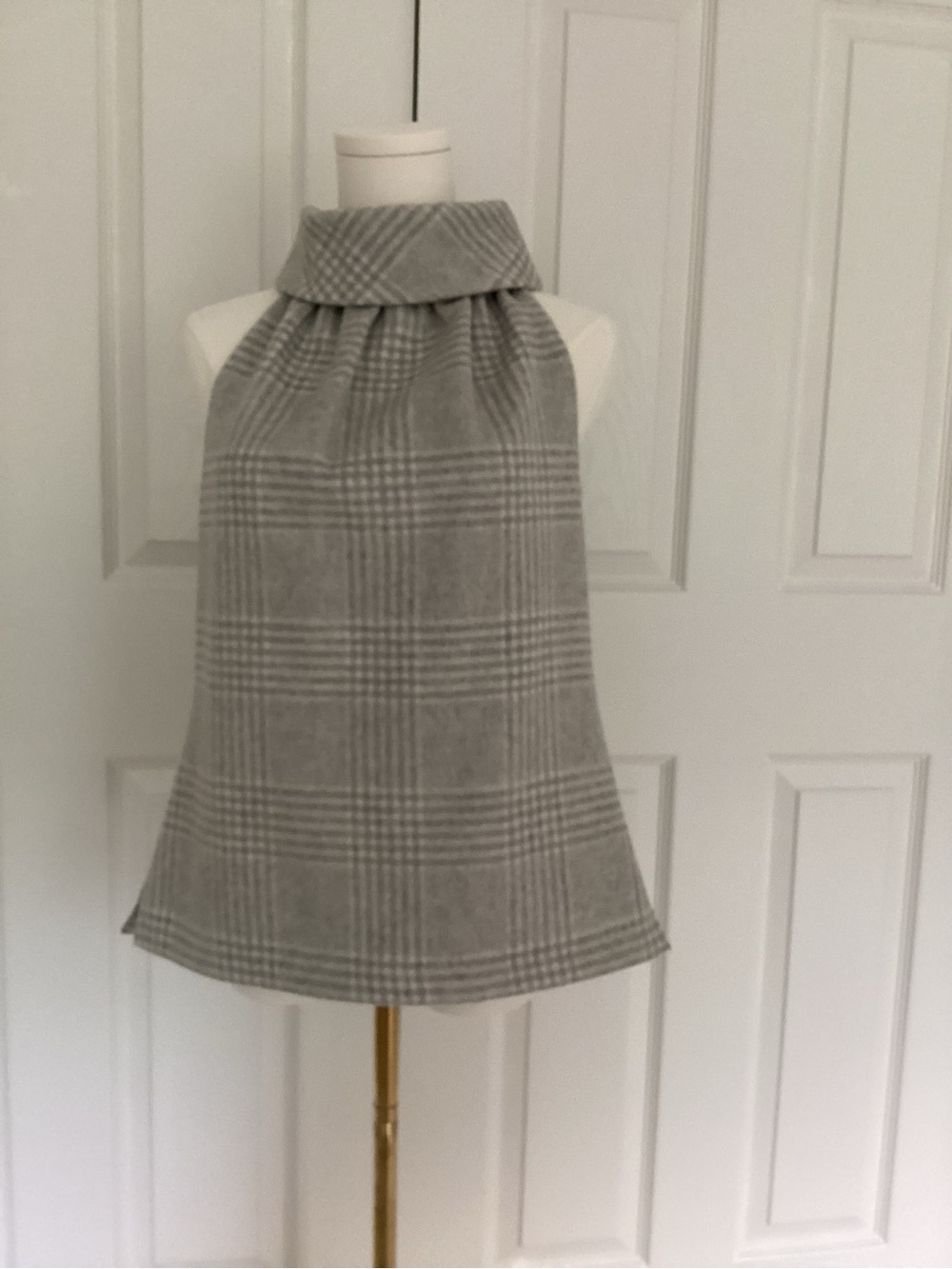 Sail to Sable Gray Plaid Cowl Neck Top